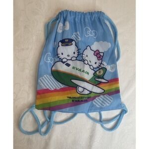 Eva Air Sanrio Hello Kitty Kinchaku Bag Drawstring Backpack 11x8.5"